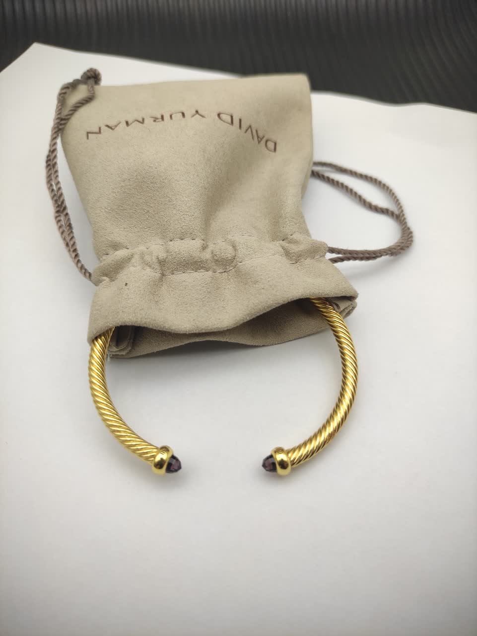 David Yurman Gold Tone Gemstone Cuff Bracelet
